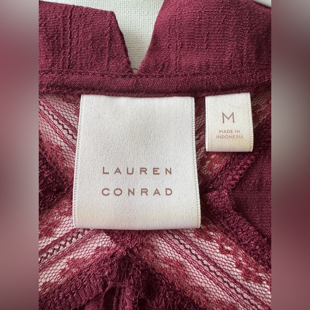 LC Lauren Conrad Deep Red Lace Blouse - Picture 4 of 6